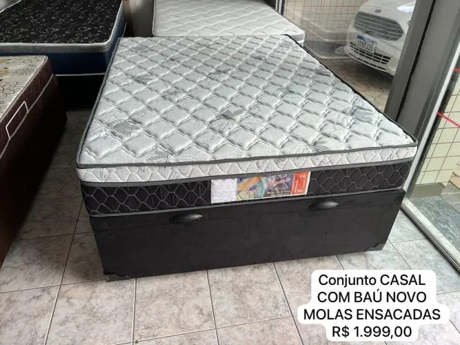 Cama Baú Conjunto Cama Box Casal com Baú Novo - Mol. Ensacadas