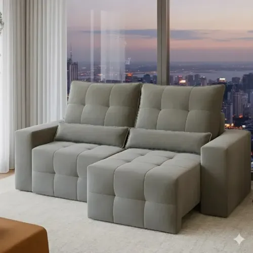 Sofá retratil e reclinavel cinza (dividimos em até 10x sem juros)