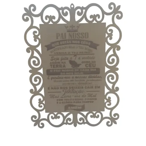 Quadro Oração PAI NOSSO MDF Natural