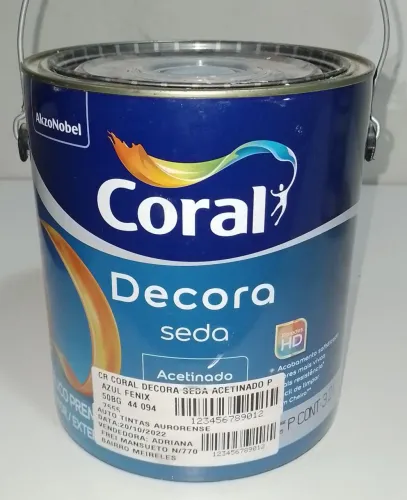 Tinta Coral decora seda acetinado Azul Fenix 3,6L