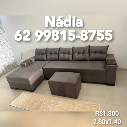 Sofá De 5 lugares grande chaise fixo 