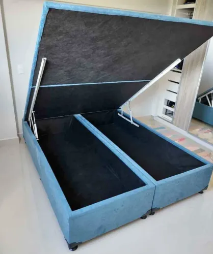 Cama Box Queen com Baú - Azul