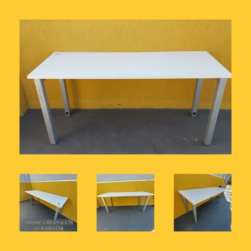 Mesa de escritório branca com pernas de metal 1.60x60 cm