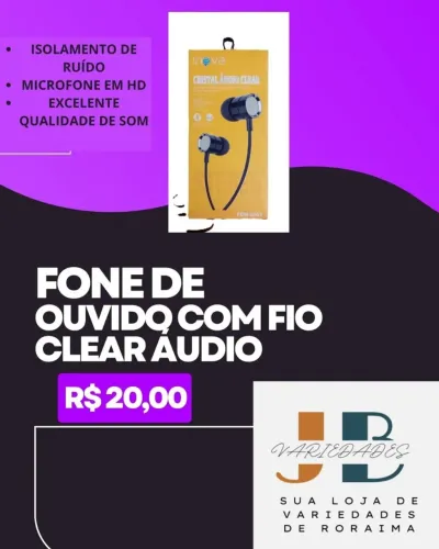 Fone de ouvido com fio Clear Audio