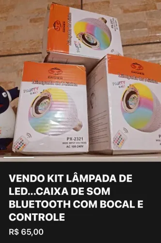 Kit Lâmpada LED Caixa de Som Bluetooth com Controle