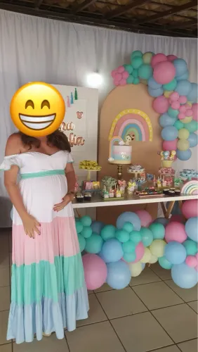 Vestido longo gestante colorido