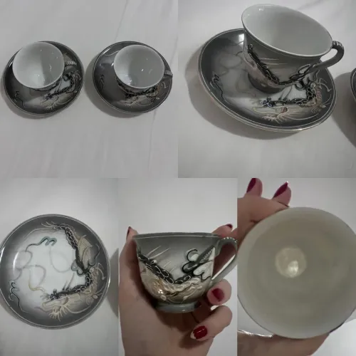 Xícara de porcelana japonesa estilo Moriage Dragon Ware