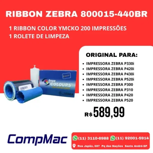 Ribbon Color Zebra P330i P420i P430i YMCKO 800015-440BR