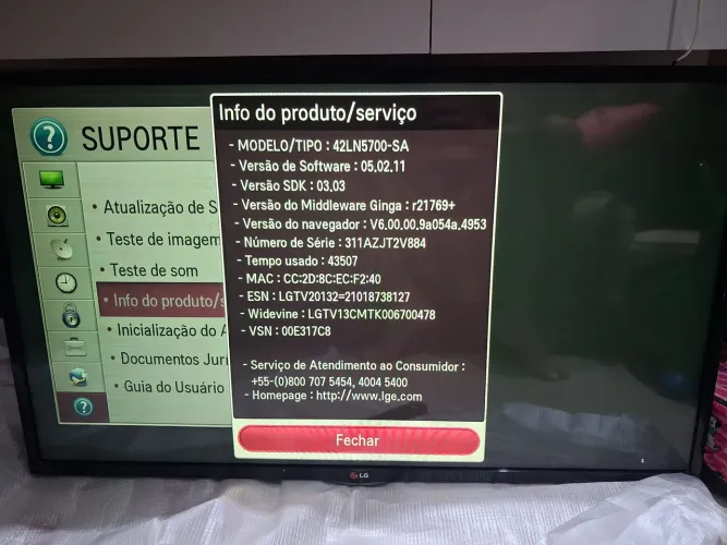 TV LG 42" Smart TV LED Full HD Modelo 42LN5700-SA