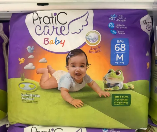 Fralda Pratic Care Baby M 68 Unidades 5 A 10kg 12h Proteção