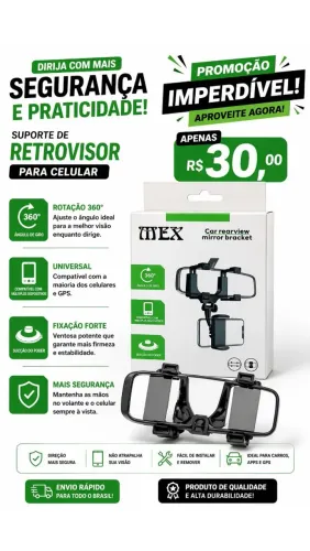 Suporte Celular Carro Retrovisor 360° Universal Barato Pronta Entrega