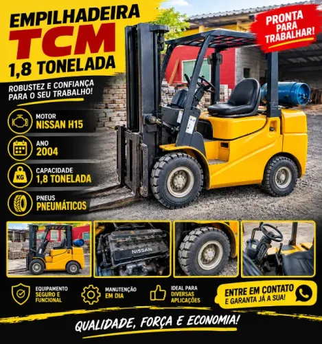 Empilhadeira TCM 1,8 Ton - Motor Nissan H15 - Ano 2004