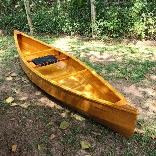 Canoa Canadense Artesanal em Madeira e Remos