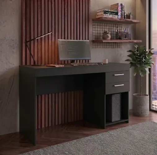 Escrivaninha 2 Gavetas Office Notável Preta - Frete Grátis