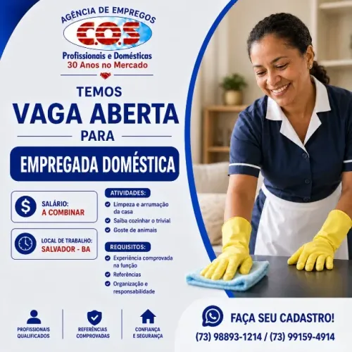 VAGA PARA EMPREGADA DOMÉSTICA - SALVADOR/BA