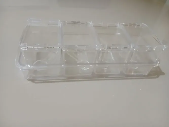 Bandeja de Condimentos Refrigerada no Gelo com 4 Compartimentos + Tampa