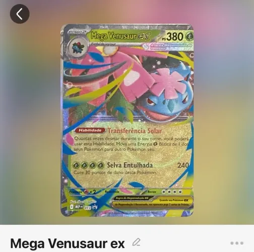 Carta Pokemon Mega Venusaur Ex 