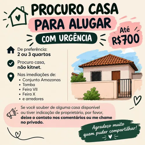 Procura-se casa para alugar