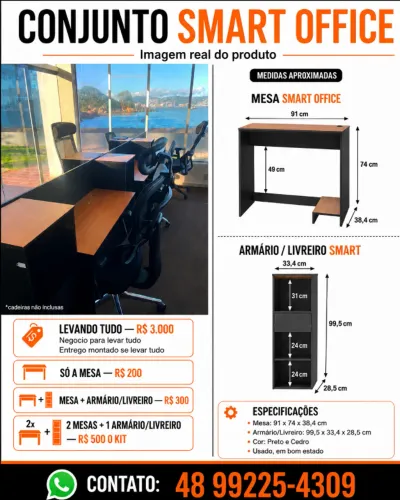 Conjunto Plataforma de Trabalho Mesas + Armários/Livreiros