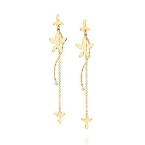 MAXI BRINCO FLOR BANHADO A OURO 18K COM ZIRCÔNIAS- ROMMANEL