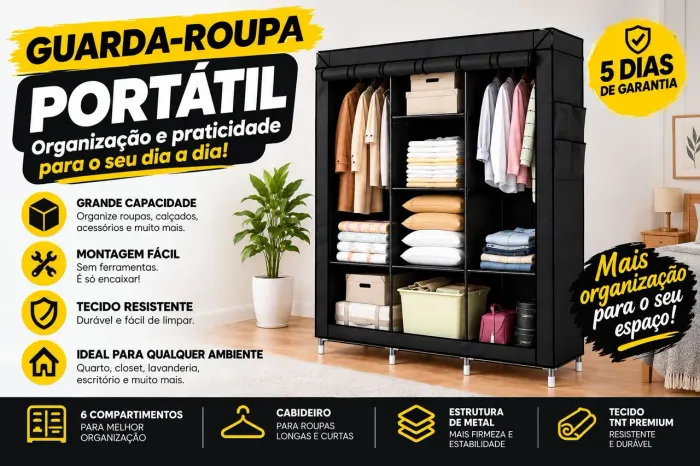 Guarda Roupa Portátil Facil montagem!!!