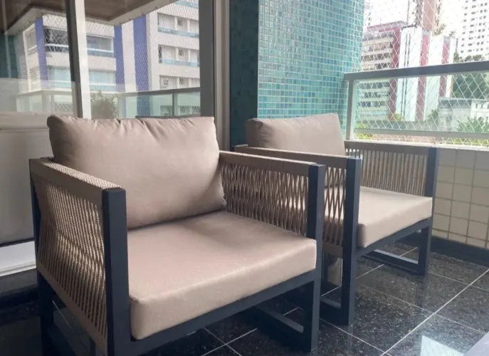 Kit 2 Poltronas luxo Alto Padrão em Corda Náutica ideal para sacadas