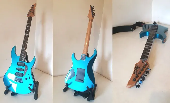 Vendo guitarra Yamaha tipo rgx década de 90 com amp. fender sidekick, pedais, cabos