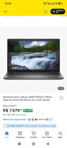 Notebook Dell Latitude 3550 P170g/i7-1355u/16gb/ssd Nvme 256 GB