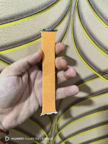 Pulseira loop solo trançada laranja N8 42,44,45,46,49mm org apple