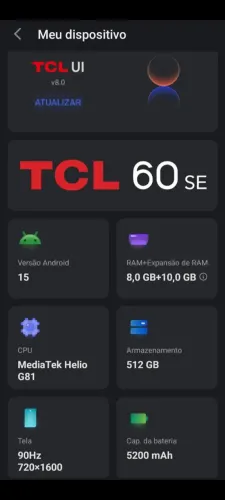 CELULAR TCL 60 SE 512 GB 18RAM