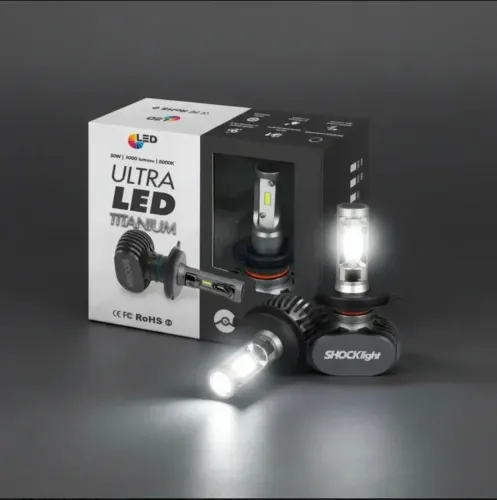 Par Lâmpada Farol Ultra LED Titanium Shocklight 10000 lumens - Socket H7
