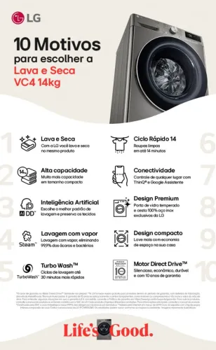 LAVA E SECA LG VC4 14kg NOVA C/Nota fiscal Top de Linha