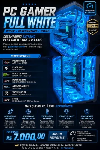 PC GAMER FULL WHITE RTX 4060