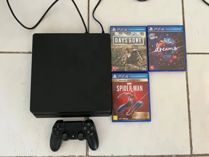 Ps4 slim 1tb + controle e 3 jogos