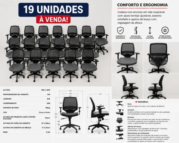 LOTE CADEIRA MARELLI ESCRITÓRIO