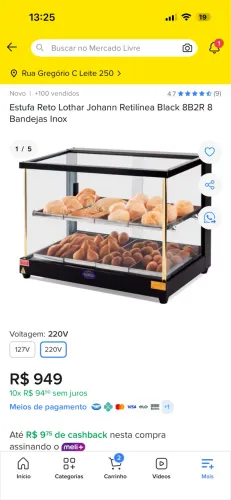 Estufa Para Salgados Lothar Johann 8 Bandejas Dupla 220V - Ótimo Estado
