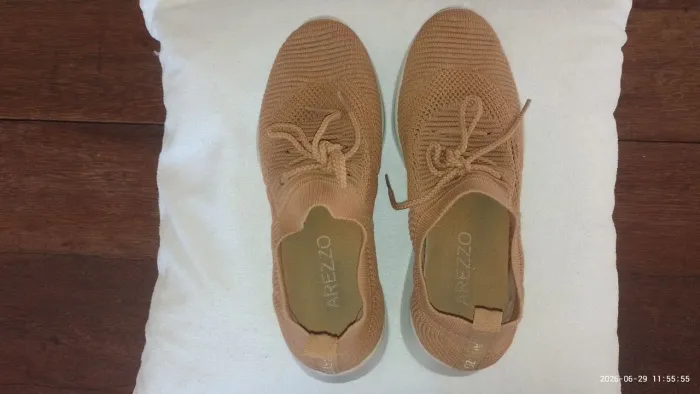 Tênis Arezzo Knit Nude Tamanho 34 - Super Leve e Confortável