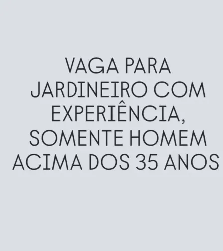 VAGA PARA JARDINEIRO COM EXPERIÊNCIA