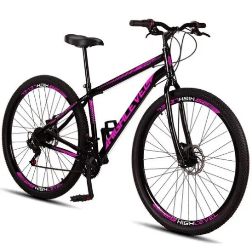 Bike aro 29 high level preto e rosa