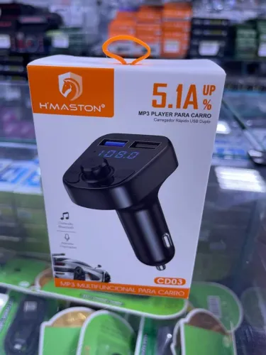 Carregador E Transmissor FM Veicular H'Maston Bluetooth Usb Turbo CD03