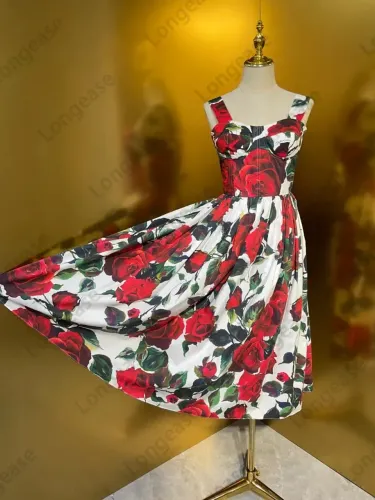 Vestido Midi Floral Importado - Tamanho M
