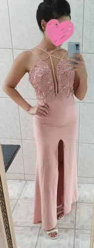 Vestido longo de festa rosa claro , madrinha, casamento, formatura 