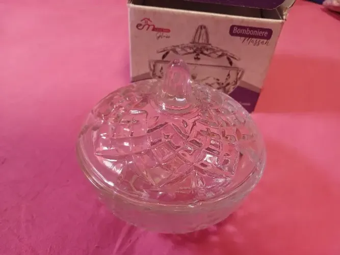Potiche de Vidro 380ml C/ Tampa Decoração Baleiro Bomboniere Luxo