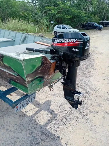 Motor de popa mercury com bote de aluminio 5 mts
