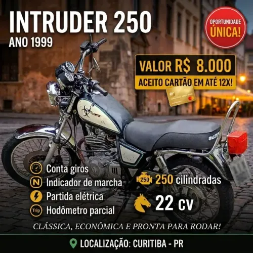 Suzuki Intruder 250 1999 - Estilo Custom / Clássica