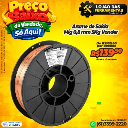 Arame de Solda Mig de 0,8 mm 5Kg Vonder