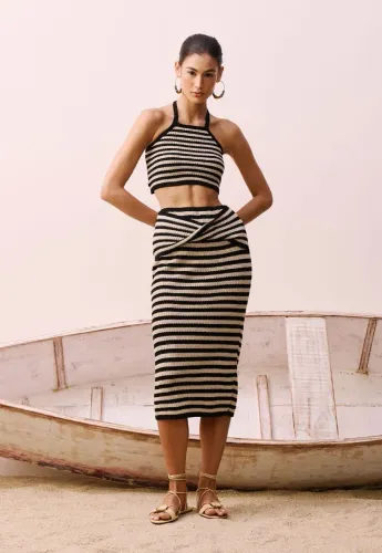 Vestido curto/ saia listrada P Cacay