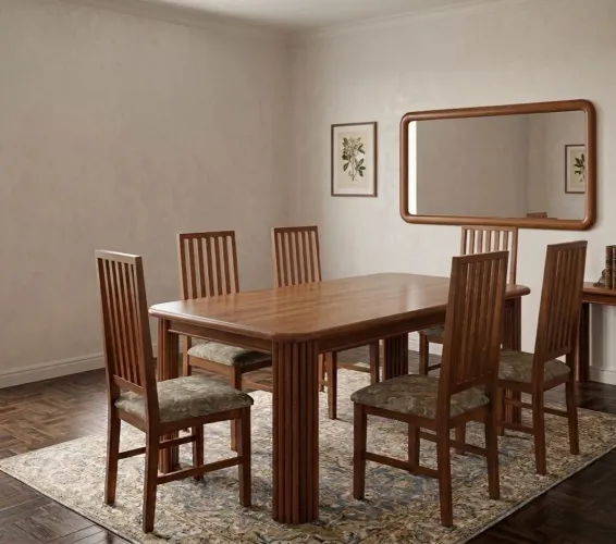 MESA COM 8 CADEIRAS EM MADEIRA DE CEREJEIRA - RELÍQUIA
