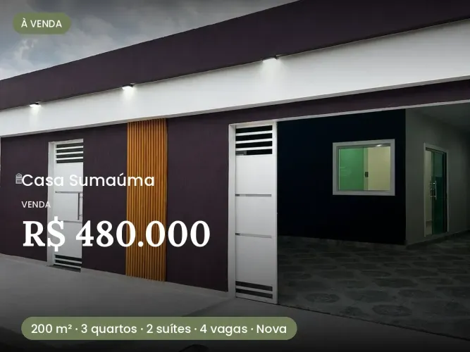 VENDO CASA - PRÓXIMA AO SHOPPING SUMAÚMA - PRONTA PARA MORAR
