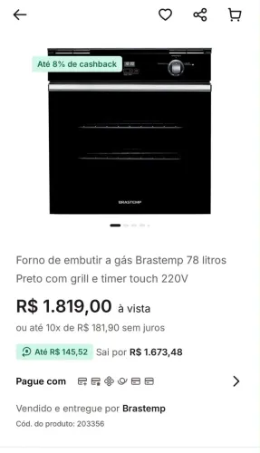 FORNO Brastemp, a gás, NOVO, na embalagem